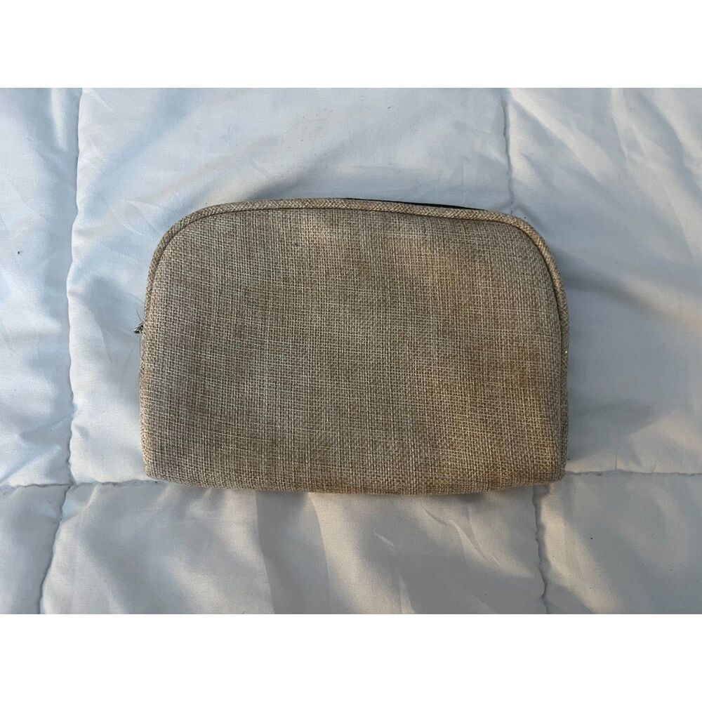 Neutral Jute-Style Zippered Pouch